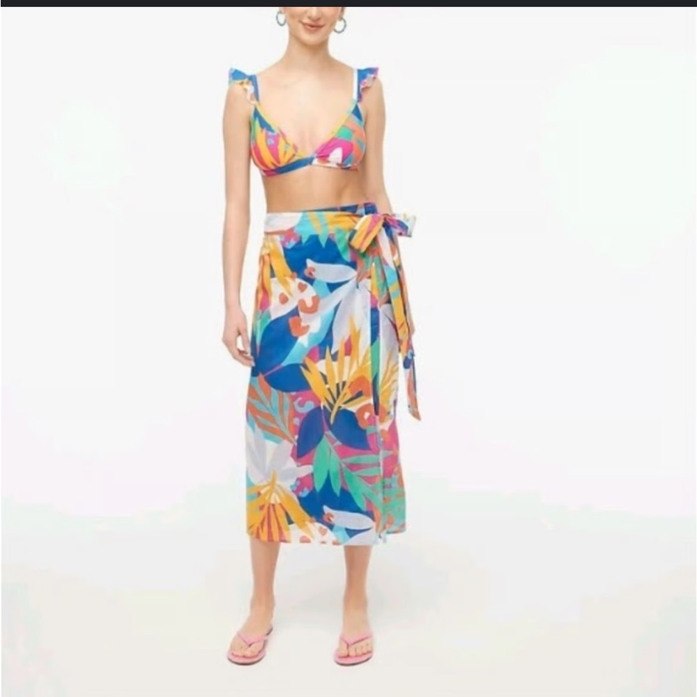 J.crew mid- length sarong skirt vibrant floral women’s xs